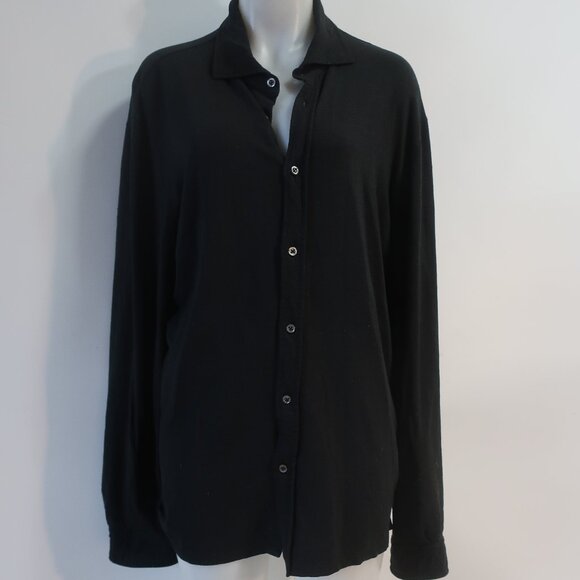 Mens Malo Black Button Down Linen Stretch Blend Shirt 58 US/XL - Picture 1 of 12